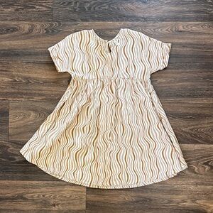 Rylee + Cru Wavy Patterned Cream and Brown Kids Dress